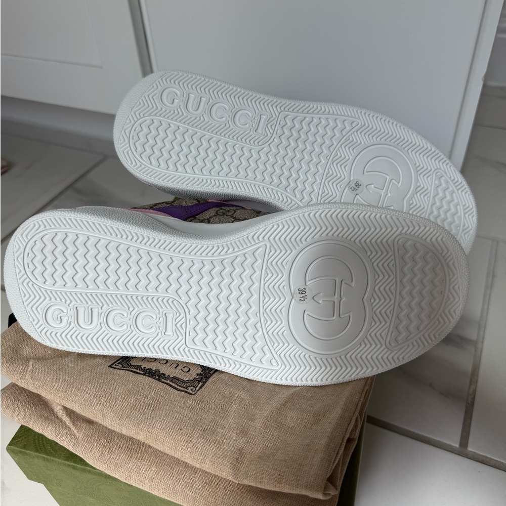 Gucci Pink and Purple Monogram Sneakers - Picture 7 of 12